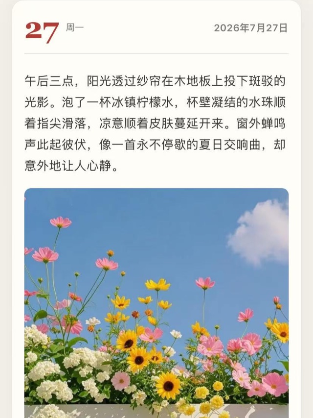 恬恬记账日记详情界面，记录文字和生活照片